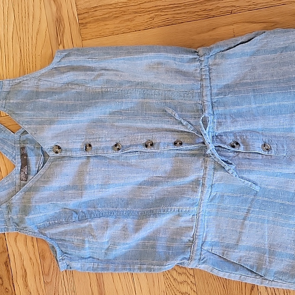 Prana Wayferers Striped Jumpsuit Romper Hemp Organic Cotton Blend Blue S… - Picture 8 of 11
